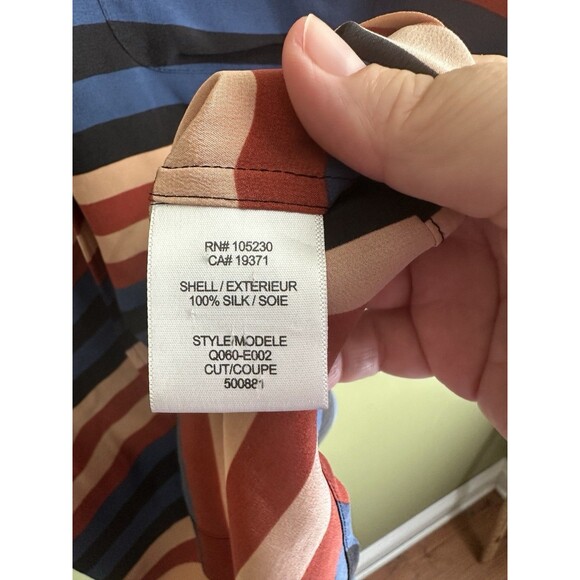 Equipment Femme 100% Silk Striped Tunic Top Colorful Womens Small Button Front - Picture 8 of 8